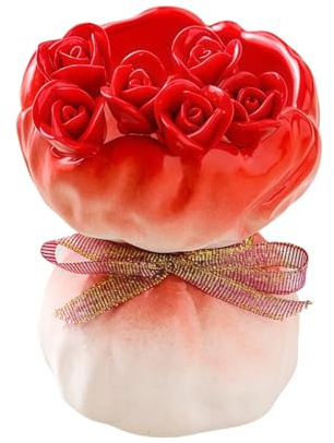 jojnsha Set di forchette da frutta in ceramica con rosa con/senza 6 pezzi novità in ceramica rosa forchette da dessert stoviglie per tè pomeridiano evento creativo set da tavola