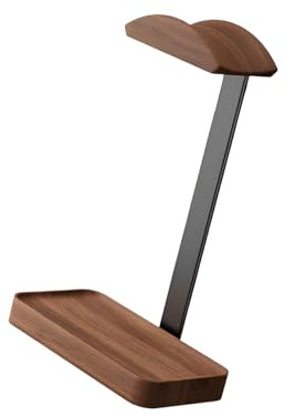 Stylish Wooden Headphone Stand with Built in Storage Tray for Accessories Long Lasting Headphone Holder Made From Natural Wood Perfect for Studio and Work Area Use