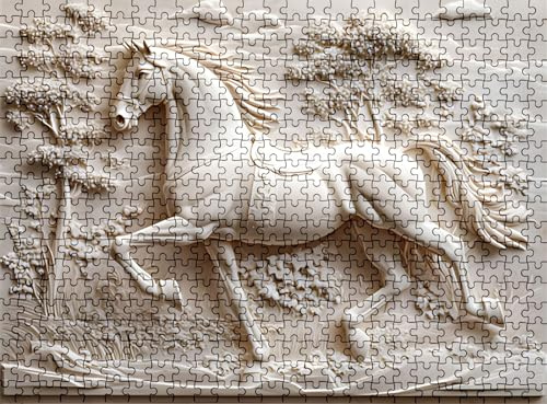 Pussel 1 500 delar, träpussel för vuxna häststaty, impossibla klassiska pusselpussel 87 x 57 cm, familjespel, pussel stressminskning, tankespel, pusselälskare w0-524