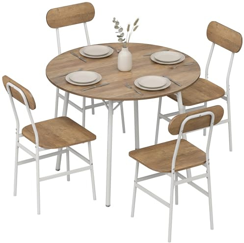 HOMCOM Ensemble Table Salle à Manger, 4 Chaises, pour 4 per. Bois Naturel