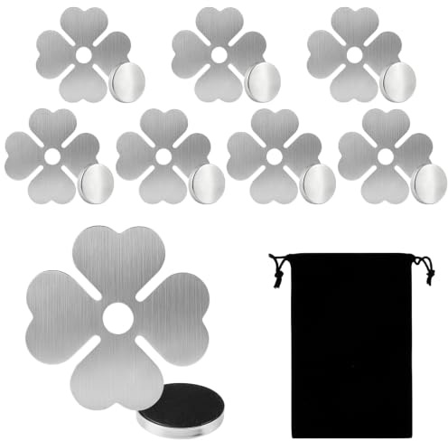 TEUYOE 8 Stück Tischdeckenklammern Magnet,Edelstahl Tischtuchgewichte | Schwere magnetische Tischdeckenbeschwerer,für Picknick,Camping&Gartenparty,mit Aufbewahrungsbeutel,Vierblättriges Kleeblatt