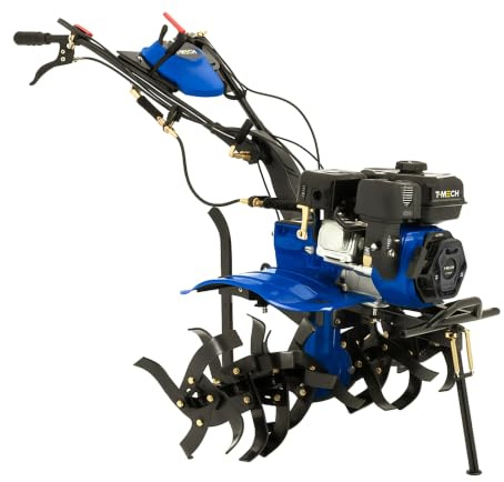 Motorhacke Benzin 7,5 PS (212ccm) – 4-Takt Gartenfräse mit 16 Messern, 800–1000mm Arbeitsbreite, 100–300mm Arbeitstiefe, Verstellbarer Lenker inkl. Handschuhe & Gehörschutz