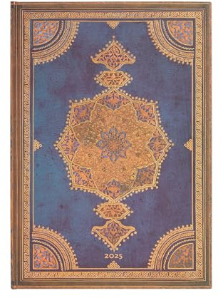 Paperblanks 12-Monatskalender 2025, Safawidisch Indigo, Grande, Vertikal, Elastikband-Verschluss