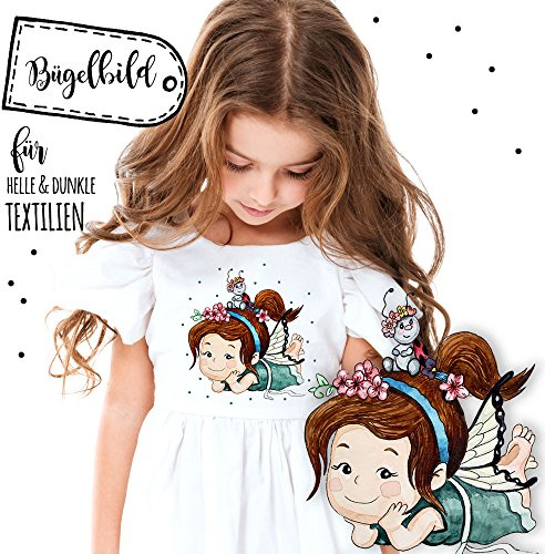 ilka parey wandtattoo-welt® Bügelbild Fee Applikation Bügelbilder Aufbügelbilder mit Marienkäfer und Punkte bb012