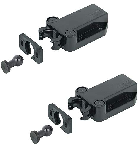 Gedotec Druckschnapper stark Federschnapper Tür mit Gegenstück Möbel-Verschluss für Schubkästen & Drehtüren | Schnäpper zum Schrauben | Kunststoff schwarz | 2 Stück - Möbel-Schnäpper für Schranktüren
