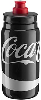ELITE Fly Coca-Cola Bidon Cyclisme – Gourde Vélo Ultraléger Sans BPA – Édition Coca-Cola Noir – 550ml – Pour Route VTT Gravel