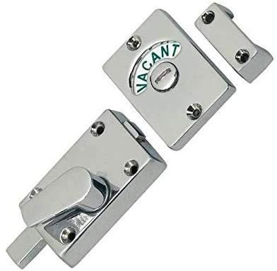 IRONZONE® Polished Chrome Bathroom Toilet Lock Door Indicator Bolt Vacant & Engaged with Keep and Fixing for Toilet Bathroom and Shower, Maintain Your Privacy