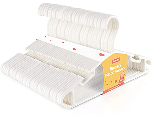 KEPLIN Kinder Kleiderbügel aus Kunststoff - 36 Stück, Weiße I rutschfeste Baby Kleiderbügel, platzsparende Bügel, mehr Stauraum für Kinder- und Babykleidung