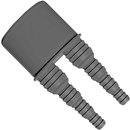 MegaHaustechnik HT Universal Doppel-Schlauchanschlußstück mit Steck-Ende für DN50 Rohrmuffe, mit Schlauchtüllen Außendurchmesser 10 12 17 20 mm Adapter Übergang Anschluss Abwasser Rohr Abfluss Ablauf