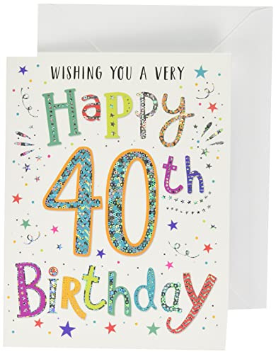 Regal Publishing Modern Milestone Age Happy Birthday Karte zum 40. Geburtstag, 20,3 x 15,2 cm, Grün, Weiß, Gold, Rot