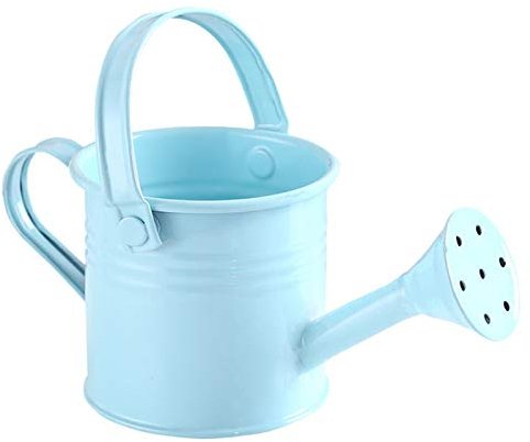 JFBUCF Metall-Gießkanne, Mini-Gießkanne, Garten, Eimer mit Griff, für drinnen und draußen, zum Bepflanzen von Blumen, Hellblau