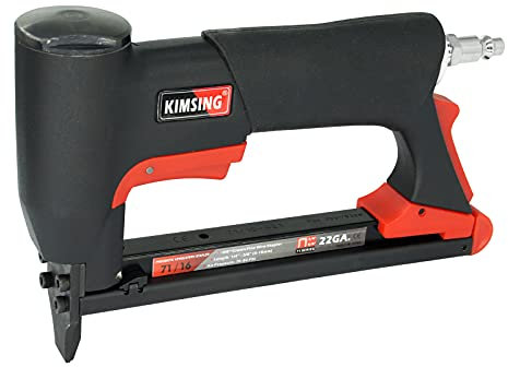 KIMSING 71/16 Pneumatic 71 Type Stapler, Upholstery Air Stapler, 22 Gauge, Easy Air Connector Fitting Design, 9mm Crown, 6-16mm Length Staples, Air Staple Gun for Stapling Frabic, Recovering Seat