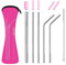 Reusable Metal Straws Set with Portable Case and Cleaning Brush, Kids Adults Food Grade Stainless Steel Drinking Straws with Silicone Tips Great for Smoothie and Hot Cold Drinks