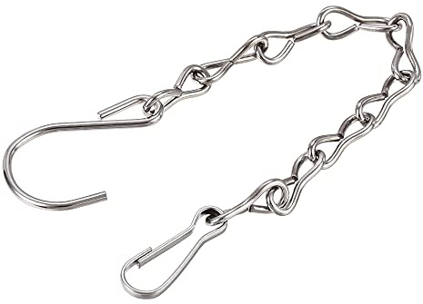 sourcing map Hanging Chains 24cm Extension Link with S Shaped Hook for Plant Basket Lantern Ornament, Silver Tone Pack of 2