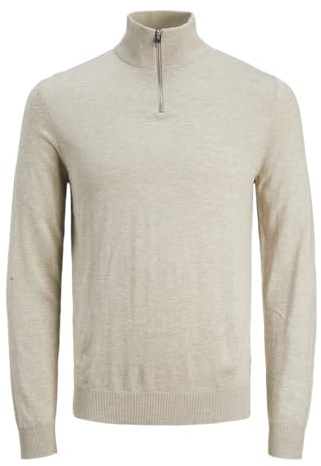 JACK & JONES Male Strickjacke mit Viertelreißverschluss Einfarbig Strickjacke mit Viertelreißverschluss