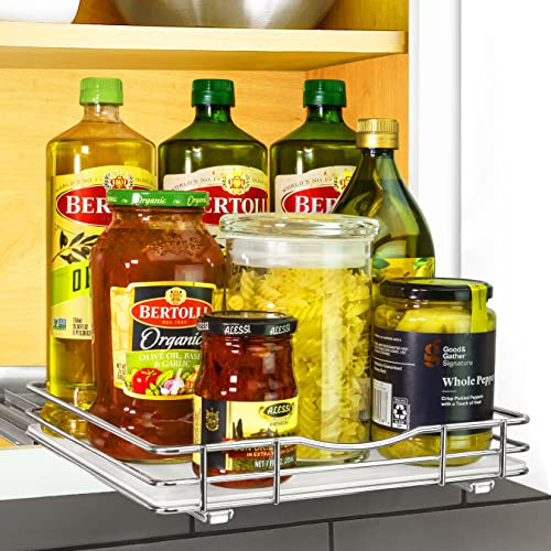 Lynk Professional® Ausziehbares Gewürzregal für Schrank – 26,7 cm breit – herausziehbares Gewürzregal – verschiebbares Gewürzregal – Chrom