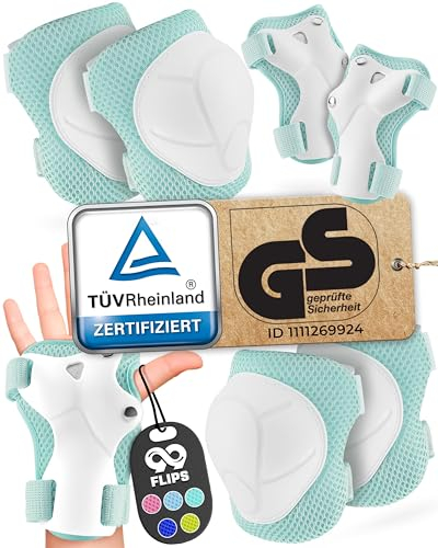 99FLIPS Knieschoner Kinder Inliner Schoner Kinder - Protektoren - Flash - Größe S/M Mint - Knieschützer, Ellenbogenschützer & Handschützer - Schoner Set Schützer Inliner