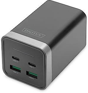 DIGITUS Caricabatterie universale GaN 150 W - 2 porte USB-C - 2 porte USB-A - Caricabatterie veloce Power Delivery 3.0 (PD 3.0) - Per iPhone, iPad, Samsung Galaxy, Pixel, Xiaomi, Motorola, Huawei