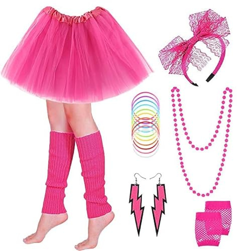 PINEPAN 80er Jahre Outfit Damen 80er Jahre Accessoires Packung mit 19 Stück