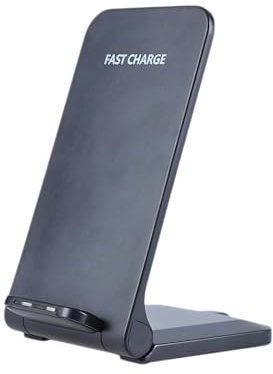 Wireless Charger, 15W Qi Certified Fast Wireless Charging Station for 13 12 11 X,etc. Layable Vertical Foldable Desktop Fast Cell Phone Wireless Charging Stand (Black)