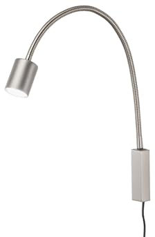 Fischer & Honsel Bettleuchte Flex, Spotleuchte, Justi| nickelfarben matt| B: 6 cm, H: 52 cm, A: 40 cm| mit Schalter schaltbar| 1x GU10 - LED max. 4 Watt 3000 K | 320 lm| EEG: G | 30499