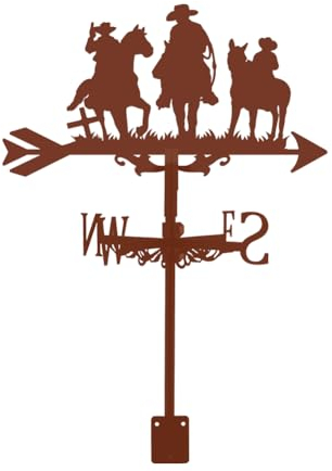 SUPERDANT Cowboy Wetterhahn Aus Metall Denim Pferd Rotbraun Wetterfahne Mit Dachmontage Wetterhahn Weathervane Weather Vane für Dach Szene Huhn Gartenwetterfahne Für Bauernhof Hof Gartendeko