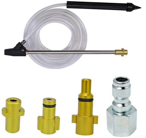 Lioaeust Sabbiatrice, per lancia in acciaio inossidabile, tubo flessibile trasparente del sifone, adattatore per macchina di pulizia ad alta pressione Kit di sabbiatura a umido per giardino (D)