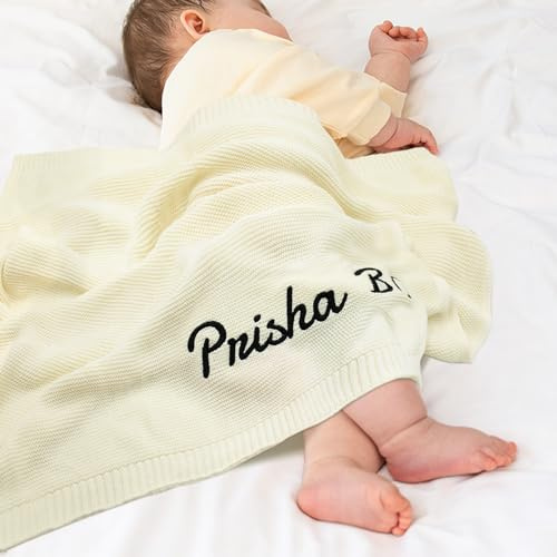 TICBIK Coperta Neonato Personalizzata con Nome Ricamato in Cotone per Culla | Coperta neonato personalizzata con nome ricamato, morbida e traspirante, ideale per culla, passeggino e regalo nascita.