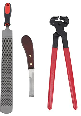MOLVUS Kit di Attrezzi per maniscalco, Kit di Attrezzi per tagliazoccoli con Lima a Doppia Faccia in Acciaio per Cavalli, bovini, Pecore, Asini