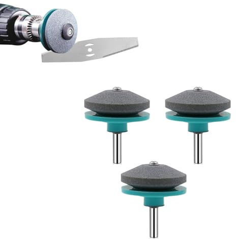 Schärfer für stumpfe Klingen von Rasenmähern,3pcs Dull Blade Sharpener,rasenmäher messerschärfer, universelle Prämie messerschärfer für jede elektrische Handbohrmaschine und Gartengeräte (Cyan)