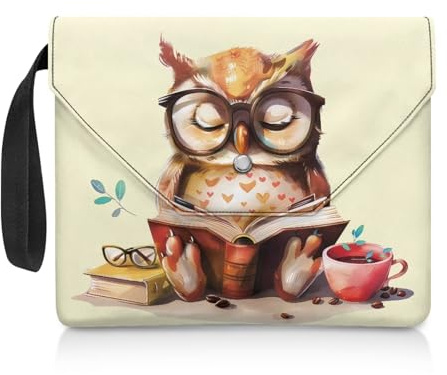 COEQINE Buchhülle mit Pilz-Motiv, schwarz, staubdicht, Buchhülle mit Doppelschicht, Bibliotheksbuchhüllen, Buch mit niedlichem Eulen-Design