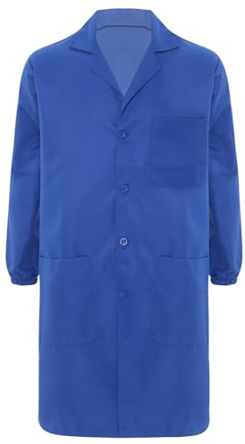 Runhomal Blouse de Travail Homme Femme Manche Longue Veste Laboratoire Industrie Blouse D'atelier Manteau Professionnel Cosplay Bleu Royal XXL