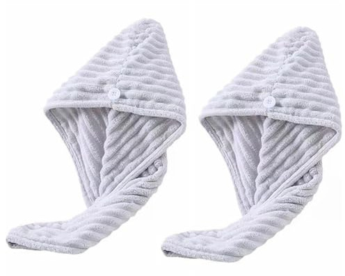 Eleutheromania Set med 2 hårturbaner huvudhandduk i mikrofiber praktisk hårtork med spänne, absorberande, snabbtorkande, mjuk och praktisk (Pessimistisk)