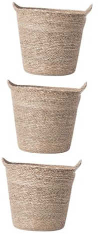 BESPORTBLE 3stücke Geflochtener Blumentopf Handgefertigter Runder Pflanzkorb Für Innenräume Vielseitig Einsetzbar Als Aufbewahrungskorb Oder Pflanzgefäß Aus Robustem Material Für