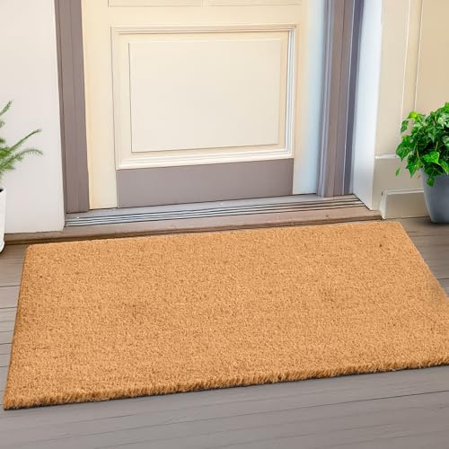 LuxUrux Welcome Mats Outdoor Coco Coir Doormat, with Heavy-Duty PVC Backing - Natural - Perfect Color/Sizing for Outdoor uses. (Natural, 50 x 100 cm)