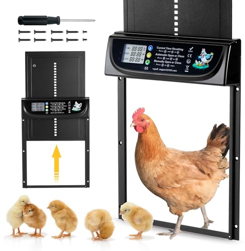 VAYALT 2026 Neueste Automatische Hühnerklappe Türöffner, Manuell Gesteuert, mit LED Display,Timer, Hühnerklappe-Elektrisch für Hühnerstall, Wachtelstall und Geflügelzaun-Wasserdicht