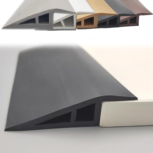 HAEKEBC Rutschfester ÜBergangsprofil Fußböden Abdeckleisten Abschlussprofil 1m 2m 3 Vinyl-Kantenleiste, Laminat Unebene Böden Abdeckung Schwellenübergang(Black,2m-6.5ft)