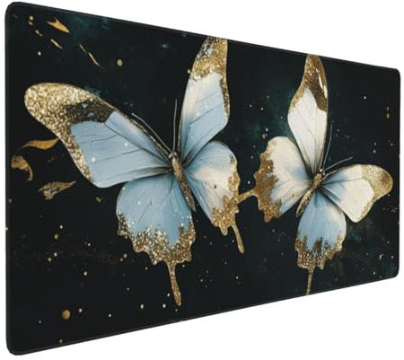 Gaming Mauspad XXL Schmetterling Mousepad 1000x500x4mm Tier Verlängertes Mauspad Schreibtischauflage,Genähte Kanten Mauspad,Verbessert Präzision Geschwindigkeit Wasserdicht Geeignet für Büro,Spiele