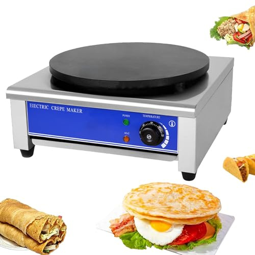 HEAXIY Crêpière Commerciale, Machine à crêpes électrique 3000 W, crêpière 40 cm pour Chapati, Tortilla de Farine, température réglable de 50 à 300 ℃