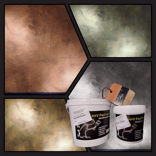 H+V Paul Kamm® Creativ-Set Metallic Effekt Wandfarbe moderner Rost Effekt im Innenbereich Beton-Optik Sturm-Optik