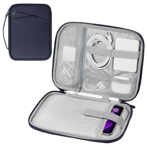 MoKo 7 bis 8 Zoll Tablet-Tasche mit Tragegriff | Tablet-Tragetasche passend für Tablet von 7 bis 8 mit Griff, gepolsterte Schutzhülle für iPad mini A17 Pro 8, 3, Indigo