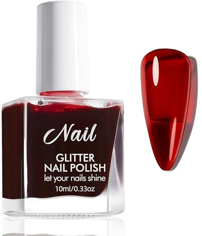 Jelly Nagellack - Schnelltrocknend Nagellack Rot Transluzent - Ungiftig Nagelack auf Wasserbasis - Hochglänzend Rot Gelee Nail Polish für Nail Art DIY Maniküre, 10 Ml