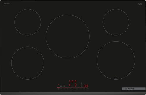 Bosch PIV831HC1E Serie 6 - Placa de inducción inteligente de 80 cm, sin marco, control de campana extractora, sensor de fritura, botón favorito, fácil de usar, Power Boost, inicio rápido, color negro