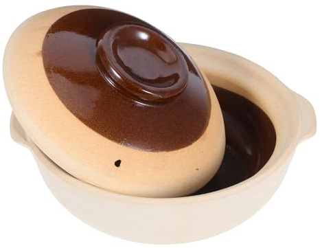 Traditional Clay Casserole Pot with Lid Brown for Restaurants Hotels | Skillet with Lid, Ceramic Cooking Pots, Rice Pots, Excellent Heat Retention and Ergonomic Handles