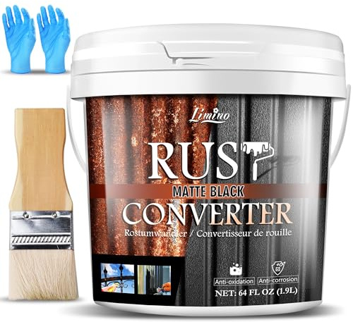 Convertitore di Ruggine - Vernice Antiruggine e Primer di Metallo Nero - Dissolvant di Ruggine, Effetto Anti-Rust Resistente, Vernice Inibitore della Ruggine per Auto e Superfici Metalliche (1892ml)