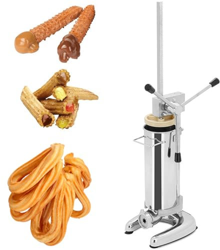 Churreras para Churros y Porras, Churrro Gun Kit con 5 Boquillas Prensa, Prensa Pastelera de Acero Inoxidable, Máquina Rellenadora de Churros Snack Equipment, para Restaurante,2L