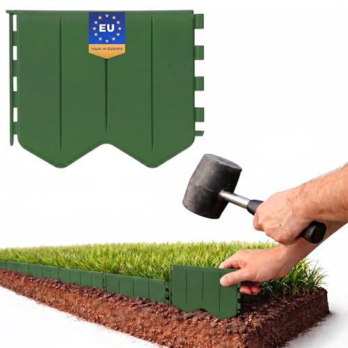 GARDENIX Bordo per aiuole facile da installare, in plastica verde, 20,6 m, senza scavo, in plastica riciclata, flessibile e durevole, prodotto nell'Unione Europea