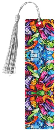 Impresión de dibujo de graffiti 5 piezas marcador, lindo marcador de madera para hombres mujeres, marcador único para lectura regalo ideal