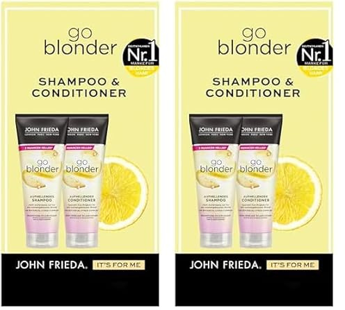 John Frieda Go Blonder Set - Shampoo, 250ml & Conditioner, 250ml - Haartyp: blond, blondiert - Hellt stufenweise auf (Packung mit 2)