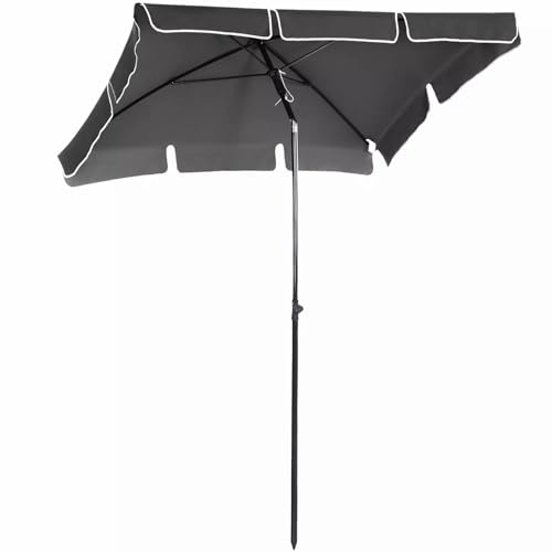 Parasol de jardin rectangulaire 200 x 130 cm avec bouton-poussoir d'inclinaison, protection UV 50+, mât en aluminium, parasol de plage pour terrasse, balcon, extérieur